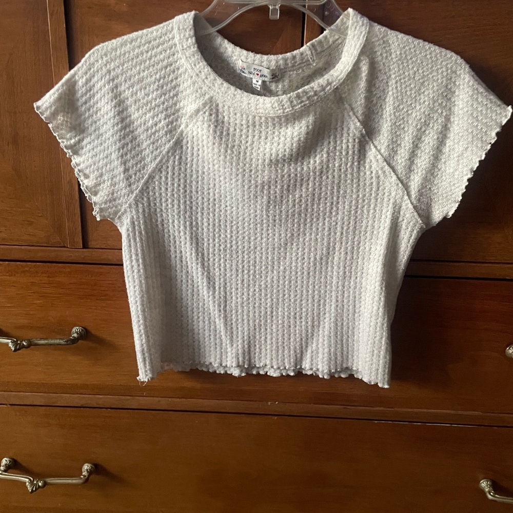 Poof! Soft Gray Knit Top